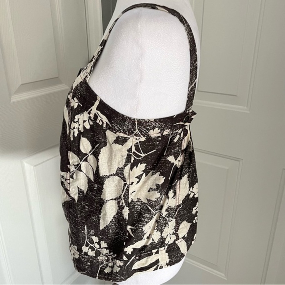 Anthro HD In Paris Laurel Sz‎ 2 Tank Top 31” Bust Floral Button Sleeveless Linen - Picture 4 of 11
